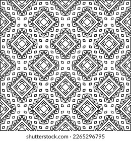  Monochrome ornamental texture with smooth linear shapes, zigzag lines, lace pattern.Abstract geometric black and white pattern for web page, textures, card, poster, fabric, textile.