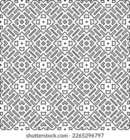  Textura ornamental monocroma con formas lineales lisas, líneas de zigzag, patrón de encaje.Resumen de patrón geométrico en blanco y negro para página web, texturas, tarjeta, afiche, tela, textil.