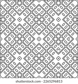  Monochrome ornamental texture with smooth linear shapes, zigzag lines, lace pattern.Abstract geometric black and white pattern for web page, textures, card, poster, fabric, textile.