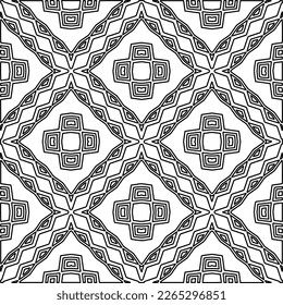  Monochrome ornamental texture with smooth linear shapes, zigzag lines, lace pattern.Abstract geometric black and white pattern for web page, textures, card, poster, fabric, textile.