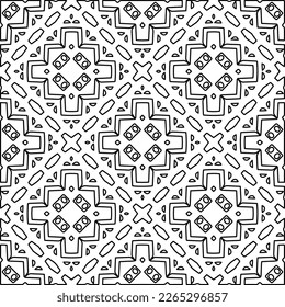 
 Monochrome ornamental texture with smooth linear shapes, zigzag lines, lace pattern.Abstract geometric black and white pattern for web page, textures, card, poster, fabric, textile.