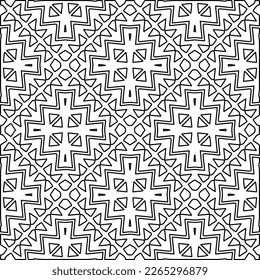 
 Monochrome ornamental texture with smooth linear shapes, zigzag lines, lace pattern.Abstract geometric black and white pattern for web page, textures, card, poster, fabric, textile.