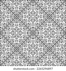  Monochrome ornamental texture with smooth linear shapes, zigzag lines, lace pattern.Abstract geometric black and white pattern for web page, textures, card, poster, fabric, textile.