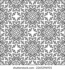  Textura ornamental monocroma con formas lineales lisas, líneas de zigzag, patrón de encaje.Resumen de patrón geométrico en blanco y negro para página web, texturas, tarjeta, afiche, tela, textil.