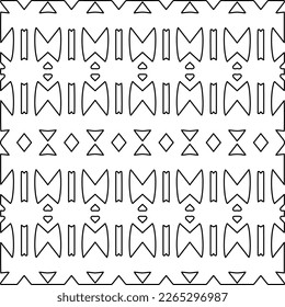  Monochrome ornamental texture with smooth linear shapes, zigzag lines, lace pattern.Abstract geometric black and white pattern for web page, textures, card, poster, fabric, textile.