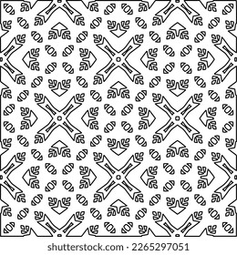  Monochrome ornamental texture with smooth linear shapes, zigzag lines, lace pattern.Abstract geometric black and white pattern for web page, textures, card, poster, fabric, textile.