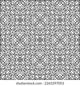  Textura ornamental monocroma con formas lineales lisas, líneas de zigzag, patrón de encaje.Resumen de patrón geométrico en blanco y negro para página web, texturas, tarjeta, afiche, tela, textil.