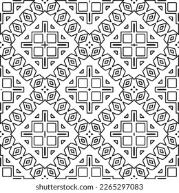  Monochrome ornamental texture with smooth linear shapes, zigzag lines, lace pattern.Abstract geometric black and white pattern for web page, textures, card, poster, fabric, textile.