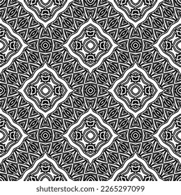  Monochrome ornamental texture with smooth linear shapes, zigzag lines, lace pattern.Abstract geometric black and white pattern for web page, textures, card, poster, fabric, textile.