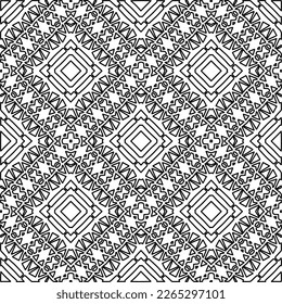  Monochrome ornamental texture with smooth linear shapes, zigzag lines, lace pattern.Abstract geometric black and white pattern for web page, textures, card, poster, fabric, textile.