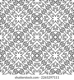  Textura ornamental monocroma con formas lineales lisas, líneas de zigzag, patrón de encaje.Resumen de patrón geométrico en blanco y negro para página web, texturas, tarjeta, afiche, tela, textil.