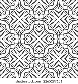 
 Monochrome Ziertextur mit glatten linearen Formen, Zickzacklinien, Spitzen-Muster.Abstraktes geometrisches Schwarz-Weiß Muster für Webseiten, Texturen, Karten, Poster, Gewebe, Textilien.
