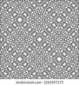  Textura ornamental monocroma con formas lineales lisas, líneas de zigzag, patrón de encaje.Resumen de patrón geométrico en blanco y negro para página web, texturas, tarjeta, afiche, tela, textil.