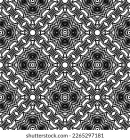  Monochrome ornamental texture with smooth linear shapes, zigzag lines, lace pattern.Abstract geometric black and white pattern for web page, textures, card, poster, fabric, textile.