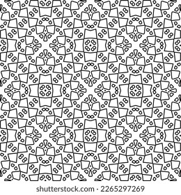  Monochrome ornamental texture with smooth linear shapes, zigzag lines, lace pattern.Abstract geometric black and white pattern for web page, textures, card, poster, fabric, textile.