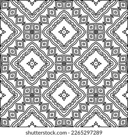  Monochrome ornamental texture with smooth linear shapes, zigzag lines, lace pattern.Abstract geometric black and white pattern for web page, textures, card, poster, fabric, textile.