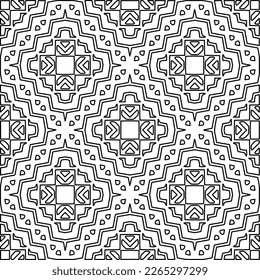 
 Monochrome ornamental texture with smooth linear shapes, zigzag lines, lace pattern.Abstract geometric black and white pattern for web page, textures, card, poster, fabric, textile.