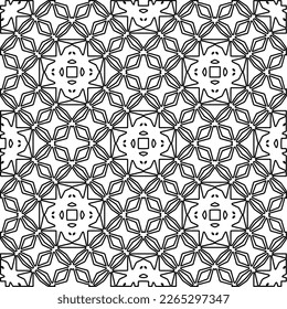  Monochrome ornamental texture with smooth linear shapes, zigzag lines, lace pattern.Abstract geometric black and white pattern for web page, textures, card, poster, fabric, textile.