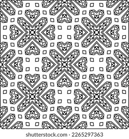
 Monochrome ornamental texture with smooth linear shapes, zigzag lines, lace pattern.Abstract geometric black and white pattern for web page, textures, card, poster, fabric, textile.