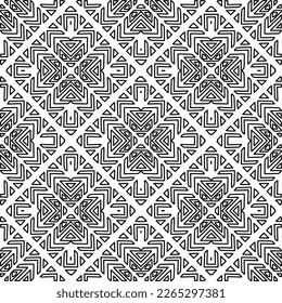 
 Monochrome ornamental texture with smooth linear shapes, zigzag lines, lace pattern.Abstract geometric black and white pattern for web page, textures, card, poster, fabric, textile.