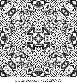  Monochrome ornamental texture with smooth linear shapes, zigzag lines, lace pattern.Abstract geometric black and white pattern for web page, textures, card, poster, fabric, textile.