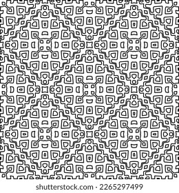  Monochrome ornamental texture with smooth linear shapes, zigzag lines, lace pattern.Abstract geometric black and white pattern for web page, textures, card, poster, fabric, textile.