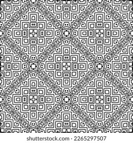 
 Textura ornamental monocroma con formas lineales lisas, líneas de zigzag, patrón de encaje.Resumen de patrón geométrico en blanco y negro para página web, texturas, tarjeta, afiche, tela, textil.