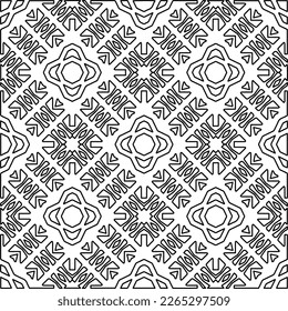  Monochrome ornamental texture with smooth linear shapes, zigzag lines, lace pattern.Abstract geometric black and white pattern for web page, textures, card, poster, fabric, textile.