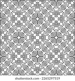 
 Monochrome ornamental texture with smooth linear shapes, zigzag lines, lace pattern.Abstract geometric black and white pattern for web page, textures, card, poster, fabric, textile.