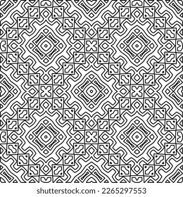 
 Monochrome ornamental texture with smooth linear shapes, zigzag lines, lace pattern.Abstract geometric black and white pattern for web page, textures, card, poster, fabric, textile.