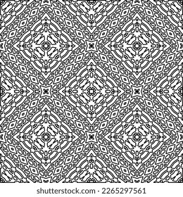  Textura ornamental monocroma con formas lineales lisas, líneas de zigzag, patrón de encaje.Resumen de patrón geométrico en blanco y negro para página web, texturas, tarjeta, afiche, tela, textil.