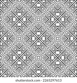 
 Monochrome ornamental texture with smooth linear shapes, zigzag lines, lace pattern.Abstract geometric black and white pattern for web page, textures, card, poster, fabric, textile.