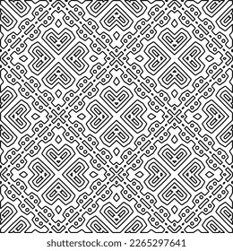 
 Monochrome ornamental texture with smooth linear shapes, zigzag lines, lace pattern.Abstract geometric black and white pattern for web page, textures, card, poster, fabric, textile.