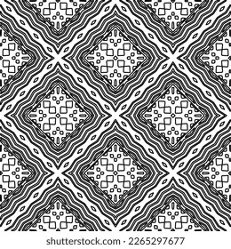  Monochrome ornamental texture with smooth linear shapes, zigzag lines, lace pattern.Abstract geometric black and white pattern for web page, textures, card, poster, fabric, textile.