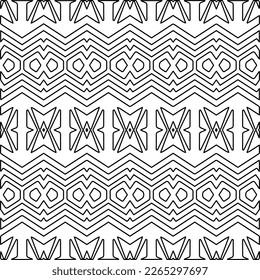  Monochrome ornamental texture with smooth linear shapes, zigzag lines, lace pattern.Abstract geometric black and white pattern for web page, textures, card, poster, fabric, textile.