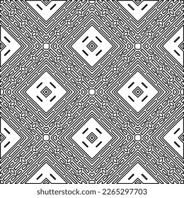  Monochrome ornamental texture with smooth linear shapes, zigzag lines, lace pattern.Abstract geometric black and white pattern for web page, textures, card, poster, fabric, textile.