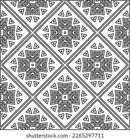  Monochrome ornamental texture with smooth linear shapes, zigzag lines, lace pattern.Abstract geometric black and white pattern for web page, textures, card, poster, fabric, textile.