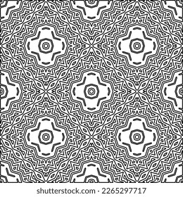  Textura ornamental monocroma con formas lineales lisas, líneas de zigzag, patrón de encaje.Resumen de patrón geométrico en blanco y negro para página web, texturas, tarjeta, afiche, tela, textil.