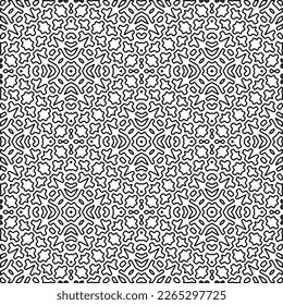  Textura ornamental monocroma con formas lineales lisas, líneas de zigzag, patrón de encaje.Resumen de patrón geométrico en blanco y negro para página web, texturas, tarjeta, afiche, tela, textil.