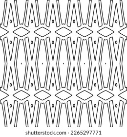  Monochrome Ziertextur mit glatten linearen Formen, Zickzacklinien, Spitzen-Muster.Abstraktes geometrisches Schwarz-Weiß Muster für Webseiten, Texturen, Karten, Poster, Gewebe, Textilien.