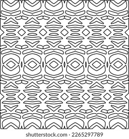  Monochrome ornamental texture with smooth linear shapes, zigzag lines, lace pattern.Abstract geometric black and white pattern for web page, textures, card, poster, fabric, textile.