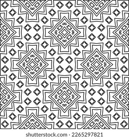 
 Monochrome Ziertextur mit glatten linearen Formen, Zickzacklinien, Spitzen-Muster.Abstraktes geometrisches Schwarz-Weiß Muster für Webseiten, Texturen, Karten, Poster, Gewebe, Textilien.