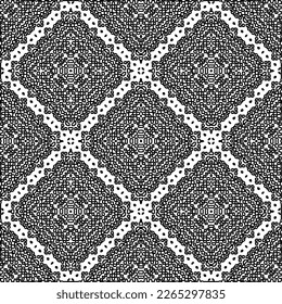  Monochrome ornamental texture with smooth linear shapes, zigzag lines, lace pattern.Abstract geometric black and white pattern for web page, textures, card, poster, fabric, textile.