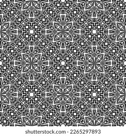  Textura ornamental monocroma con formas lineales lisas, líneas de zigzag, patrón de encaje.Resumen de patrón geométrico en blanco y negro para página web, texturas, tarjeta, afiche, tela, textil.