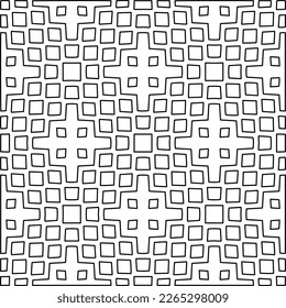 Monochrome ornamental texture with smooth linear shapes, zigzag lines, lace pattern.Abstract geometric black and white pattern for web page, textures, card, poster, fabric, textile.