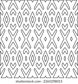  Monochrome ornamental texture with smooth linear shapes, zigzag lines, lace pattern.Abstract geometric black and white pattern for web page, textures, card, poster, fabric, textile.