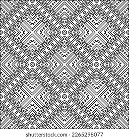 Textura ornamental monocroma con formas lineales lisas, líneas de zigzag, patrón de encaje.Resumen de patrón geométrico en blanco y negro para página web, texturas, tarjeta, afiche, tela, textil.
