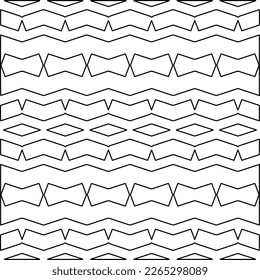  Monochrome ornamental texture with smooth linear shapes, zigzag lines, lace pattern.Abstract geometric black and white pattern for web page, textures, card, poster, fabric, textile.