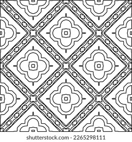  Monochrome ornamental texture with smooth linear shapes, zigzag lines, lace pattern.Abstract geometric black and white pattern for web page, textures, card, poster, fabric, textile.