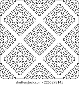  Monochrome ornamental texture with smooth linear shapes, zigzag lines, lace pattern.Abstract geometric black and white pattern for web page, textures, card, poster, fabric, textile.